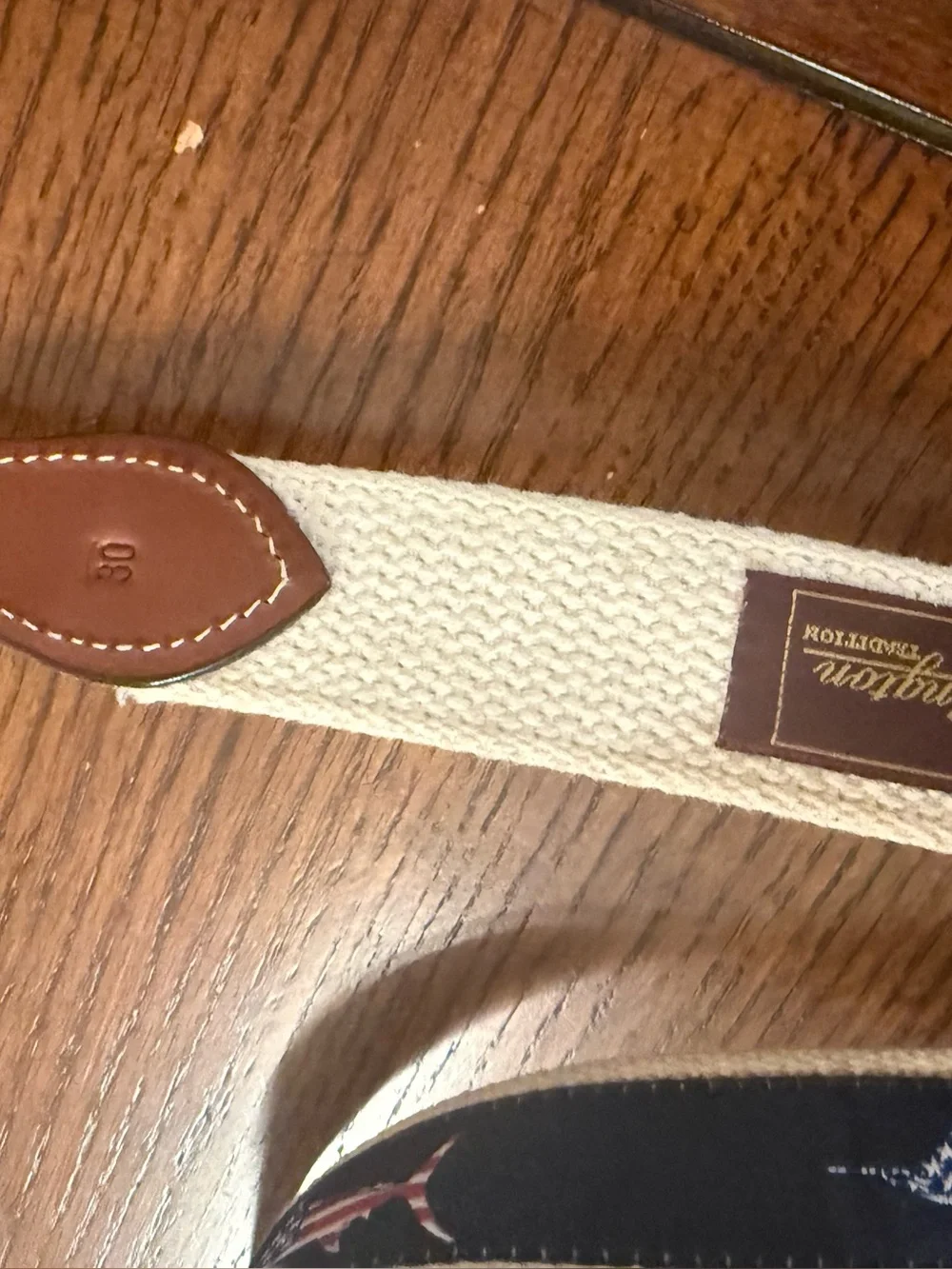 Men’s Fishing Woven Belt with Brown Leather